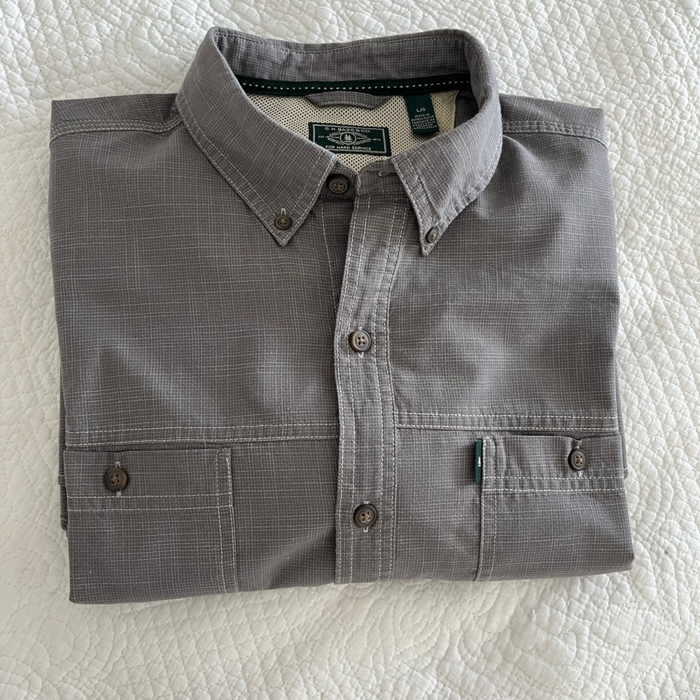 GH Bass & Co Mens Short Sleeve Button down collared Shirt men’s Large - Picture 2 of 10